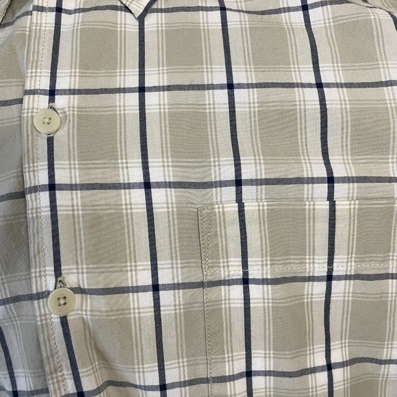 Levi's | Men's Tan White Black Plaid Short Sleeve Button Front Shirt Large - Picture 4 of 8